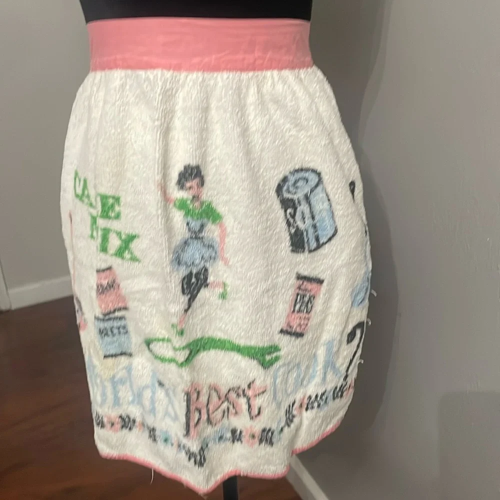 Vintage pink, white, blue TerryCloth Half Apron cake mixThemed Terrycloth Cotton